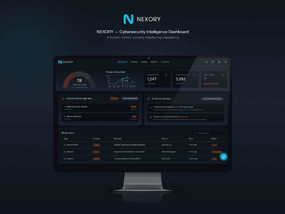 Nexory — דאשבורד סייבר — UX/UI